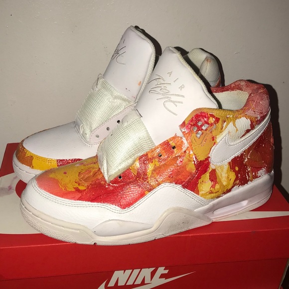 RED ORANGE YELLOW CUSTOM NIKE FLIGHT LEGACY SIZE 8 - Picture 3 of 5